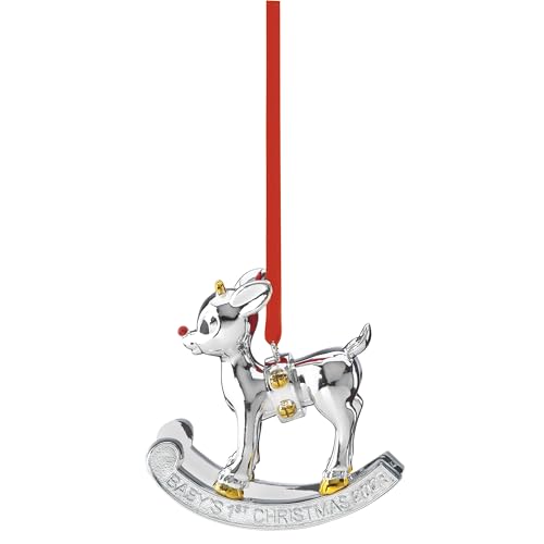 Lenox 2023 Baby's 1St Christmas Rudolph Ornament, 18/10 Steel, Metallic, 0.46