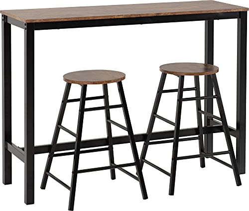 Seconique Athens Breakfast Bar Table and 2 Chairs Set in Acacia Effect