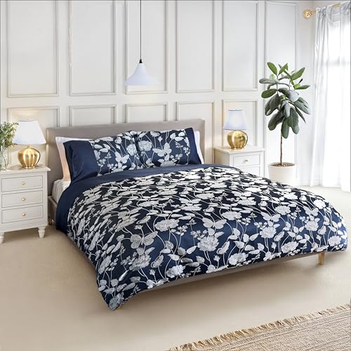 Emma Barclay Butterfly Meadow - Embellished Jacquard Duvet Set in Navy - Double
