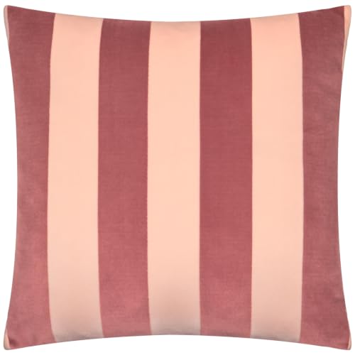 furn. The Ultimate Stripe Cushion Cover (Raspberry Smoothie - 45x45cm) - Bold Contrast Stripes Double Sided Soft Matte Velvet Jacquard Decorative Case