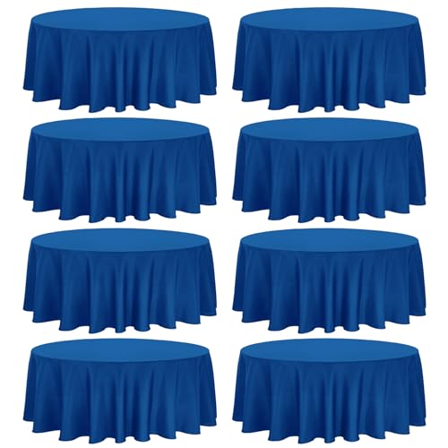 Fivenl 8 Pack Premium Round Tablecloth 90 Inch Round Table Covers Washable Polyester Fabric Round Table Clothes for Wedding Party Reception Banquet Buffet Restaurant (Royal Blue, 90 Inch)