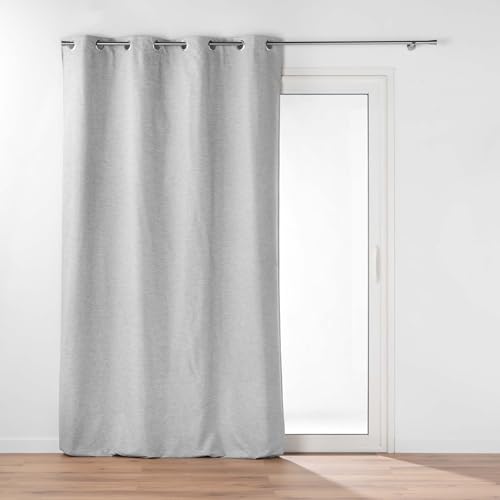 Douceur d'Intérieur, Eyelet Curtains with Removable Lining (140 x 260 cm) Coverline Grey, Thermal & 100% Blackout