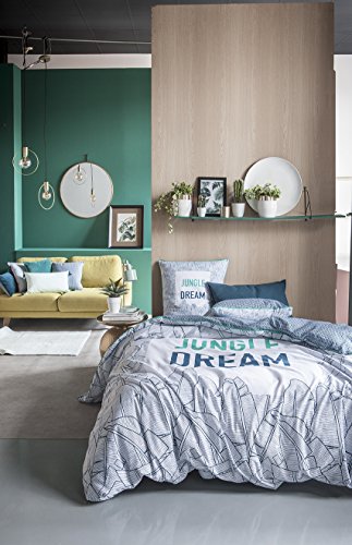 Today Jungle Dream Duvet Cover Set, Cotton, Grey/White/Green, 240 x 220 cm