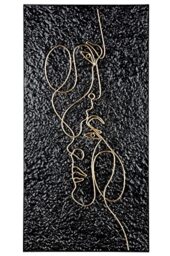Casablanca Decorative Relief Wall Decoration - Large Picture XL with Face Features - Handmade Metal - Colour: Gold on Black Background - 41 x 81 cm