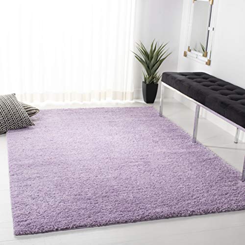 Safavieh Shag Rug for Living Room, Dining Room, Bedroom - August Shag Collection, Short Pile, in Lilac, 162 X 159 cm