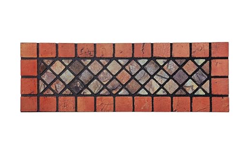Nicoman Narrow Doormat Tiled Door Mat Barrier Eco-Friendly Heavy Duty Non-Slip Dirt Scraper For Indoor Outdoor Garden Shed Garage Entrance – (4 Pack, Red Border, 75 x 25cm)