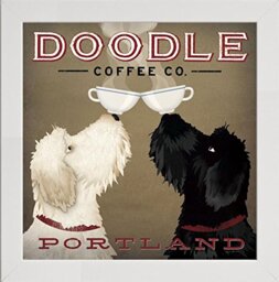 Frame Company Watson Range Doodle Coffee Double IV Portland by Ryan Fowler, Frame - 40 x 40 cm, White