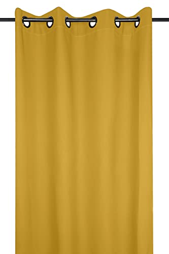 LOVELY CASA Nelson Polyester Curtain With Eyelets, polyester, yellow, 135 x 240 cm
