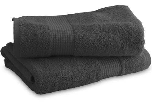 Le linge de Jules Set of 2 Shower Towels 70 x 130 cm – 100% Cotton – 450 g/m² – Anthracite
