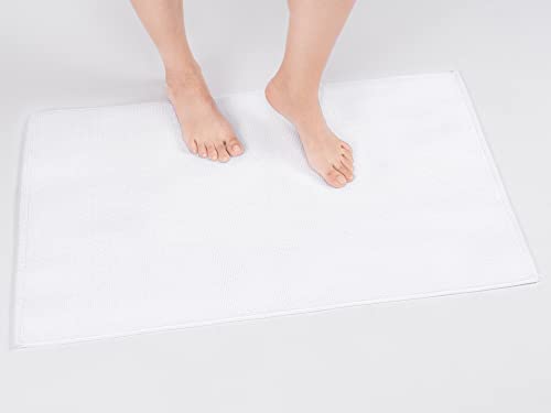 Cotton Paradise Bath Rug for Bathroom, 20x34 inch 100% Cotton Non Slip Bath Mat Rug, Soft Absorbent Machine Washable, White Bath Rug