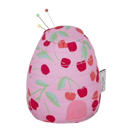 Hobby Gift Beehive Sewing Pin Cushion - Novelty Pin Cushions for Sewing Accessories and Supplies, Accessories for Needlework DIY Crafts Dressmaking, 100% Cotton Fabric - 8.5 x 8.5 x 11cm, Cherry