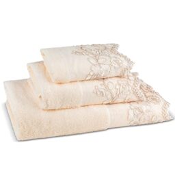 Zahari Home Rose Vine 3 Piece Bath Towel Set - Bath Towel, Hand Towel, Wash Towel - 100% Cotton - Beige