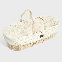 The Little Green Sheep Natural Quilted Moses Basket & Mattress-Linen Rice, Full