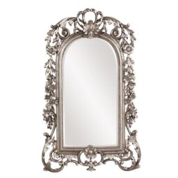 Howard Elliott Sherwood Hanging Accent Wall Mirror, Ornate Arched Antique Silver Resin Frame, Arch Shape Mirror for Home, Living Room, Entryway, 14 x 22 Inch