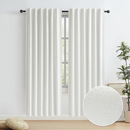 KEQIAOSUOCAI Faux Linen Curtains, Natural Color, Farmhouse, Rod Pocket/Hooks on Back, Door Cover, Room Divider, Closet Curtains for Bedroom, 2 Panels, W 50 x L 80 Inches, Beige
