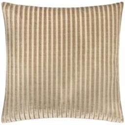 Paoletti Savoy Stripe Feather Filled Cushion – Reversible Soft Textured Velvet Decorative Cushion for Sofas Beds and Armchairs (Mink - 50x50cm)