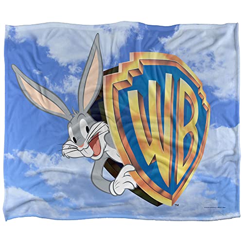 Bugs Bunny Wb Vault Logo Silky Touch Super Soft Throw Blanket 152 X 127 cm, White