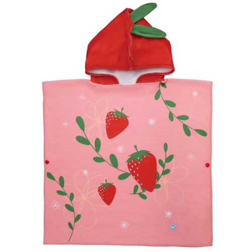 Splash About Kids Hooded Poncho Towel, Strawberry Field, 6-8 Years