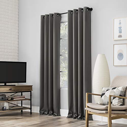 "Sun Zero Nordic 2-pack Theater Grade Extreme 100% Blackout Grommet Curtain Panel Pair, 52"" x 63"", Gray"