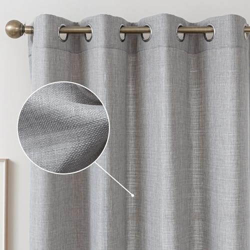 MvchennL Linen Textured Curtains, 102 Inch Curtains 2 Panel Set, Light Filtering Semi Sheer Drapes, Elegant Grommet Top Window Treatments for Living Room/Bedroom/Dining Room