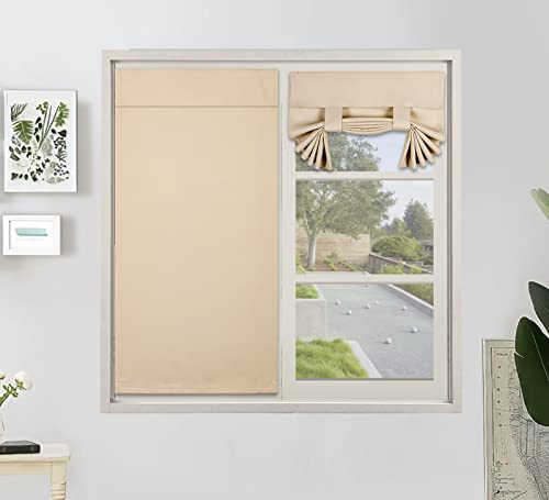 PI Blackout Curtain, Privacy Thermal Insulated French Door Curtain for Glass/Sliding Door/Tie up Shade 1 Panel (W30XL40,Beige)