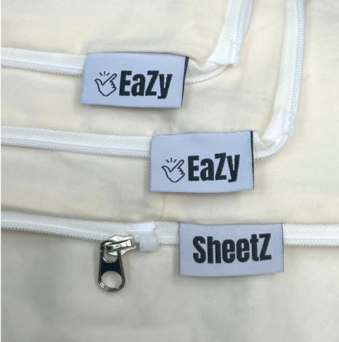 Eazy Sheetz??: Fitted Sheets That Won't Come Off - Zipper Sheets, Stay-On Sheets, Fitted Sheet with Zip, Zip On Sheet Design (Vanilla) Silky Cotton - Twin 38 x 75 x 10 Regular (9-11 Inches Depth