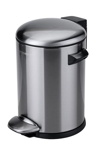 Fackelmann Paris Pedal Bin 3 Litre Matt Stainless Steel Elegant Rubbish Bin, Matt Stainless Steel Bin with Integrated Bag Holder, 2 Carry Handles, Suitable for Bathroom and Toilet