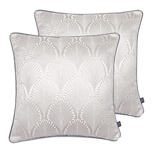 Prestigious Textiles Boudoir Feather Filled Cushions (Twin Pack), Polyester, Metallic, Lycra, Alabaster