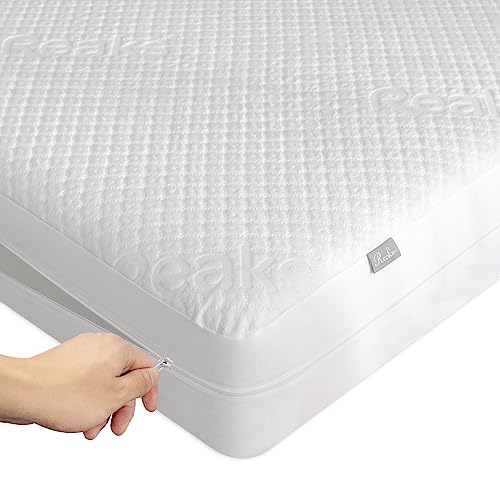 "Reaks Zippered Mattress Protector Queen Size, Waterproof, 7-9"" Deep - Removable zip top, bamboo blend cooling fabric, noiseless sleep, OEKO-TEX certified"