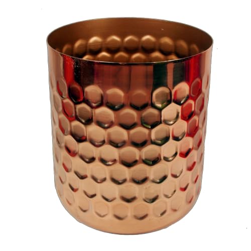 Leaf Honeycomb Metal Planter, Mixed Materials, Copper, 18cm, LEAF-7396, Indoor