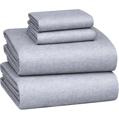 Briarwood Home Printed Flannel Sheet Set - 100% Cotton Heather Bedding - Wrinkle & Fade Resistant - Soft & Comfortable - Deep Pocket, Easy Fit - 4 Piece Sheets & Pillow Set (Grey, King)
