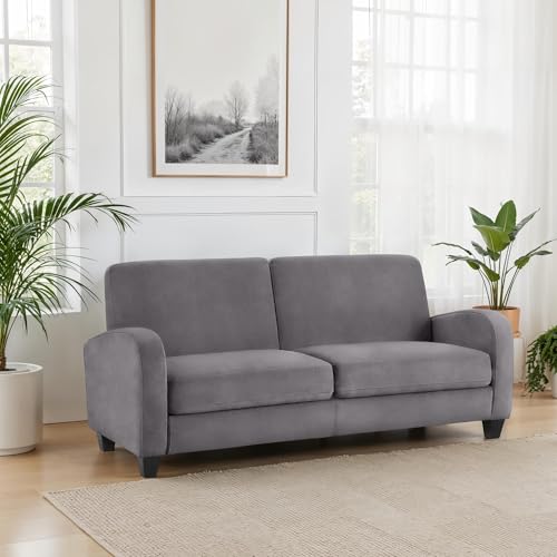 Julian Bowen Vivo Sofa, 3 Seater Velvet Couch, Grey - W183 x D79.5cm