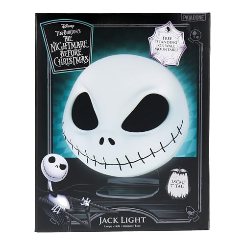 Paladone Nightmare Before Christmas Mask Light - Officially Licensed Disney Merchandise - Novelty USB & Battery Powered Desk & Wall Mountable Spooky Decor Movie Gift, Jack, White