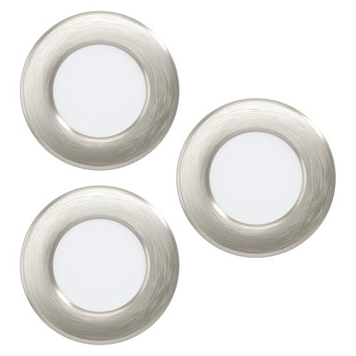 Eglo Connect.z Smart Home Set of 3 LED recessed Bathroom Spots Fueva 6-Z - Ø 8.8 cm, ZigBee, app and Alexa voice control, warm white-cold white, dimmable, silver spotlights, IP44