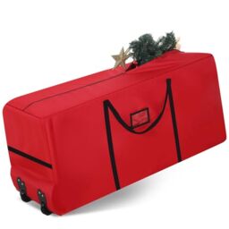 Wesnoy Christmas Tree Storage Bag, Heavy Duty 900d Oxford Bag, Christmas Tree Storage Box Christmas Tree Bag with Wheels and Handles or Holiday Decorations, Ornaments, Artificial Trees(7.5 ft,Red)