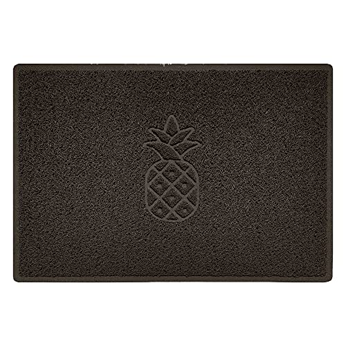Nicoman Pineapple Embossed Shape Door Mat Dirt-Trapper Jet-Washable Doormat-(Use Outdoor ONLY)- (90x60cm/3x2ft, Large) Brown