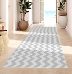 Viniliko Rug Chevron, Vinyl, Grey, 80 x 300 x 3 cm