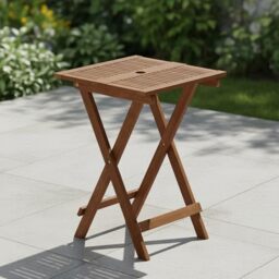 Furinno TIOMAN Patio Table, Folding Outdoor Side Table, Coffee Table in Teak Oil, for Patio, Garden, Porch, Light Wood