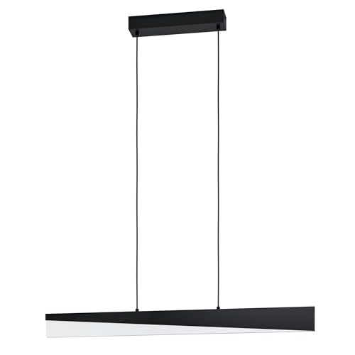 "Eglo LED Pendant Lighting Isidro, dimmable Ceiling Light Fitting, Hanging lamp for Dining and Living Room Made of Black Metal and satined Plastic, Warm White, 31"""