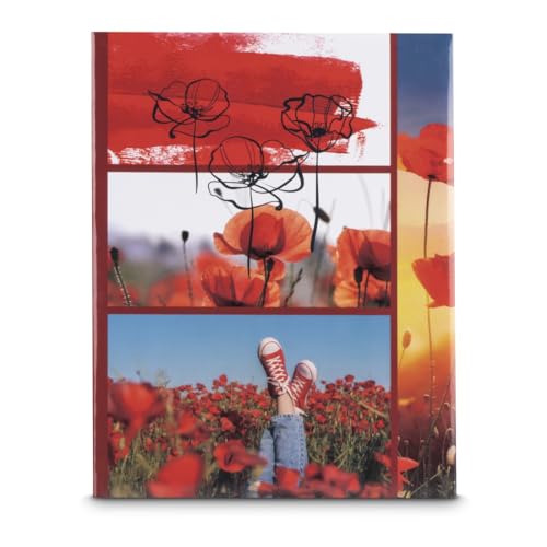Hama Photo Album (for barrette, book, photo 10x15 cm, 100 pages, 19x25 cm, poppies) red