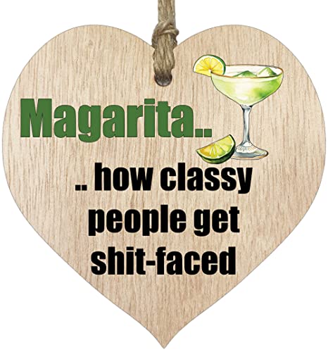 Hanging Wooden Heart Sign Plaque for Magarita Lovers, Gifts for Women - Light Wood Hearts Signs, Thank You Gifts, Friendship Plaque, Best Friend Birthday, Christmas, Bridesmaid Gift