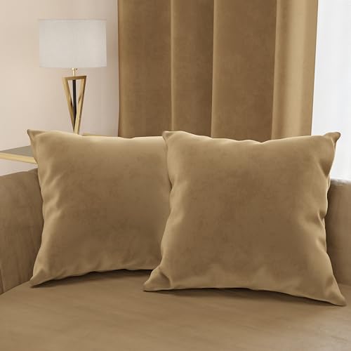 PETTI Artigiani Italiani - Velvet Furniture Cushions, Cushion for Bedroom, Sofa Living Room, Cushion Cover, Taupe, 2 Pieces – 145 x 40 cm