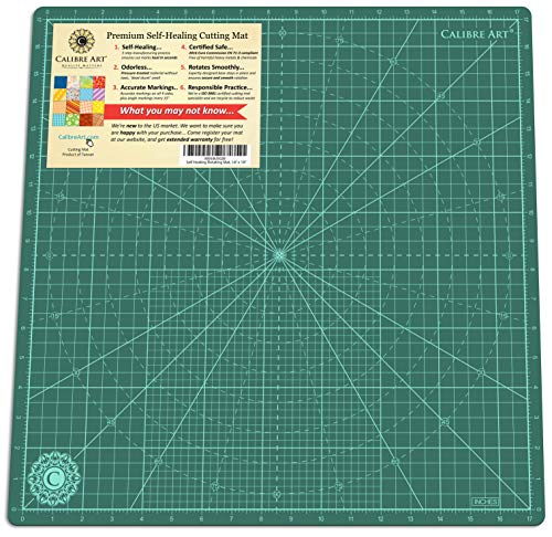 "Calibre Art Self Healing Rotating Cutting Mat, Perfect for Quilting & Art Projects, 18x18 (17"" Grid)"