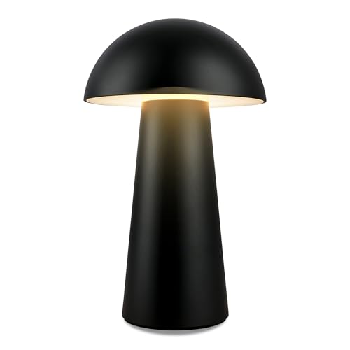 Briloner - LED Mini Table Lamp, Rechargable Lamp, Night Light, Dimmable Mushroom Lamp, Touch Bedside Lamps, IP44, Cordless Light, LED Outdoor Camping Light, Garden Lights, 12x19.5 cm, Matt-Black