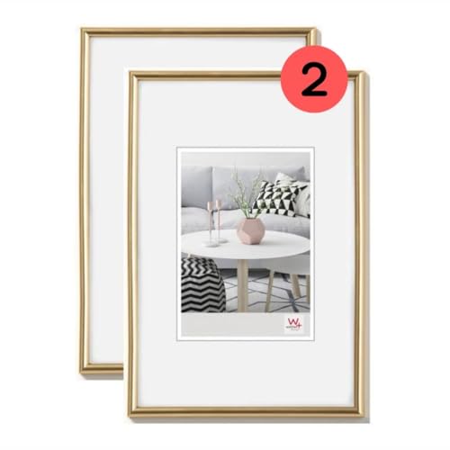 walther design KG460HD Galeria Picture Frame, Gold, 40 x 60 cm, Pack of 2, Plastic Frame