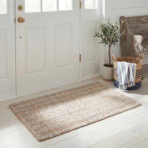 Safavieh Natural Fiber Rug for Living Room, Dining Room, Bedroom - Natural Fiber Collection, Short Pile, in Grey and Natural, 76 X 122 cm