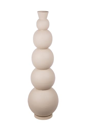 Casablanca Decorative Vase Large Floor Vase Modern XXL Iron Living Room Decoration Vase for Pampas Grass Flowers Beige Grey Height 87 cm