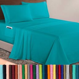 Elegant Comfort Luxurious 1500 Premium Hotel Quality Microfiber 4-Piece Sheet Set, 18-24 Inches Deep - Extra Deep Pocket Sheets - Ultra Soft 4PC Deep Pocket Sheets, Full, Turquoise