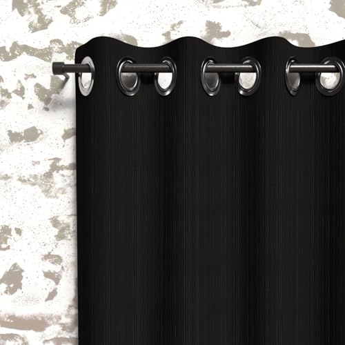 Soleil d'ocre, Boheme Blackout Curtain with Eyelets 135 x 180 cm Black