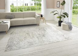 ELLE Decoration Short Pile Chameis Design Rug (135 x 195 cm, Colourful Marble Look, Velvet Surface, 73% Viscose, 27% Acrylic Chenille, for Living or Bedding, Hallway/or Study) Beige, Copper